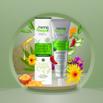 Hanf- und Arnika-Therapiecreme 75 ml – Lindert Blutergüsse und Schwellungen, Schmerzen und Entzündungen. Hohe Konzentration an Hanf-Arnika-Boswellia-Vitamin B6 und MSM, Aloe Vera, Sheabutter, Chili und Kurkuma