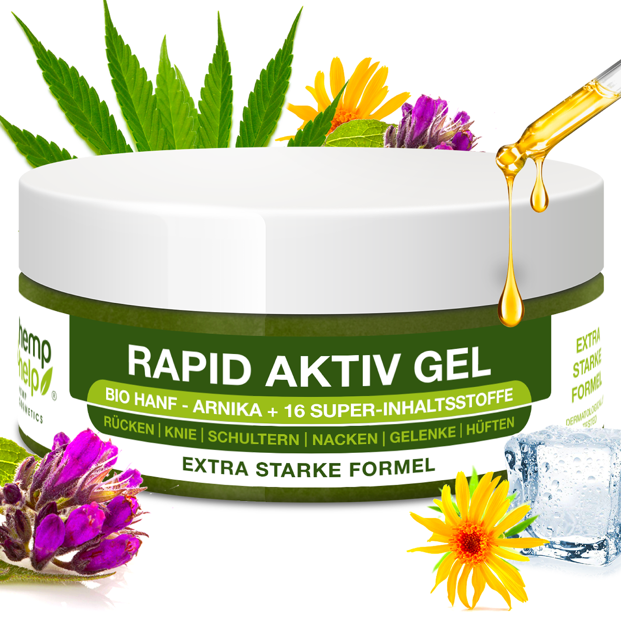 Rapid Active Gel 100ml – Extra Starkes Schmerzgel mit Bio Hanf, Arnika & Boswellia – Schnelle Hilfe bei Muskel- & Gelenkschmerzen – Vegan & Parabenfrei