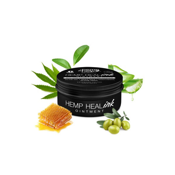 HEMP 4 HELP®️ Hanf Tattoo Creme vermeidet das Nachstechen in 96 % durch die revolutionäre Hanf Rezeptur. 50 ml Heal-Ink®️ Tattoo Creme enthalten Olivenöl, Bienenwachs, Panthenol, AloeVera