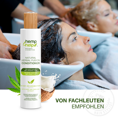 Natural Herbal Fusion Conditioner mit Hanf& Kurkuma extrakt – 250 ml Hanfshampoo kräftigt & repariert alle Haartypen wie kräftigeres, längeres, coloriertes, Haar mit intensivem Kokosnussgeruch
