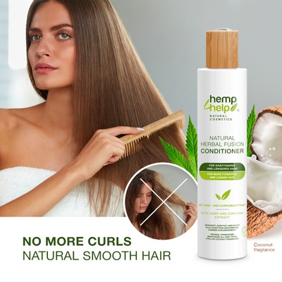 Natural Herbal Fusion Conditioner mit Hanf& Kurkuma extrakt – 250 ml Hanfshampoo kräftigt & repariert alle Haartypen wie kräftigeres, längeres, coloriertes, Haar mit intensivem Kokosnussgeruch