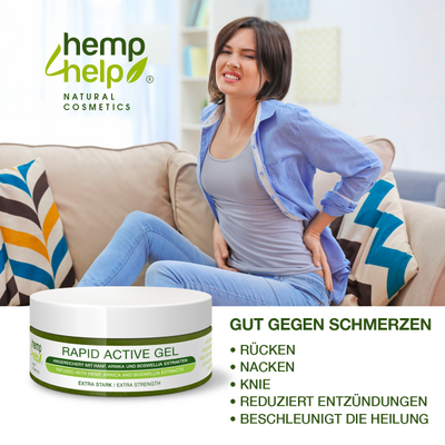 Hanf Rapid Active Gel 1er Pack bei Knie, Gelenk-, Nacken- u. Muskel-Schmerzen, Arthrose, Rheuma 200ml