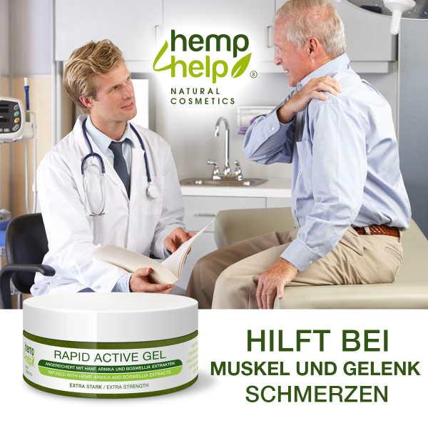 Hanf Rapid Active Gel 1er Pack bei Knie, Gelenk-, Nacken- u. Muskel-Schmerzen, Arthrose, Rheuma 200ml