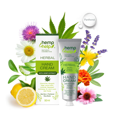Natural Hand Cream -  Intensive Advanced Care Moisturizing&Healing-Bio Shea Butter,Hemp,Aloe Vera,Chamomile,Lavender-50ml For Normal To Dry Hands,Absorbs Quickly,Plastic Free Packaging